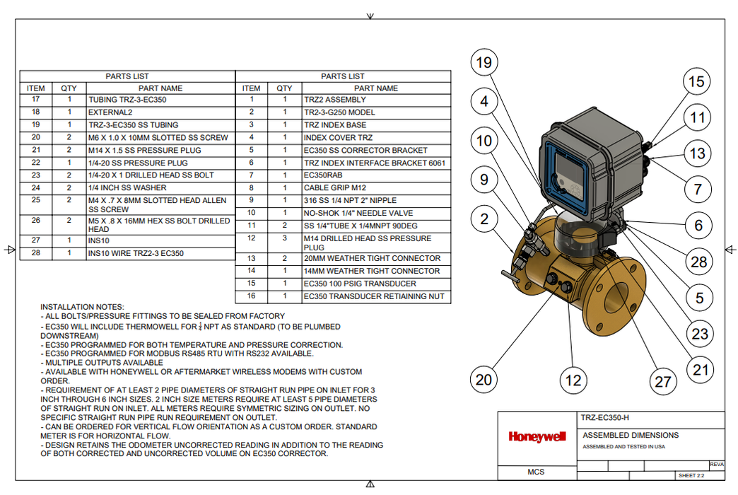 TRZ2 Turbine Gas Meter with Corrector/Datalogger